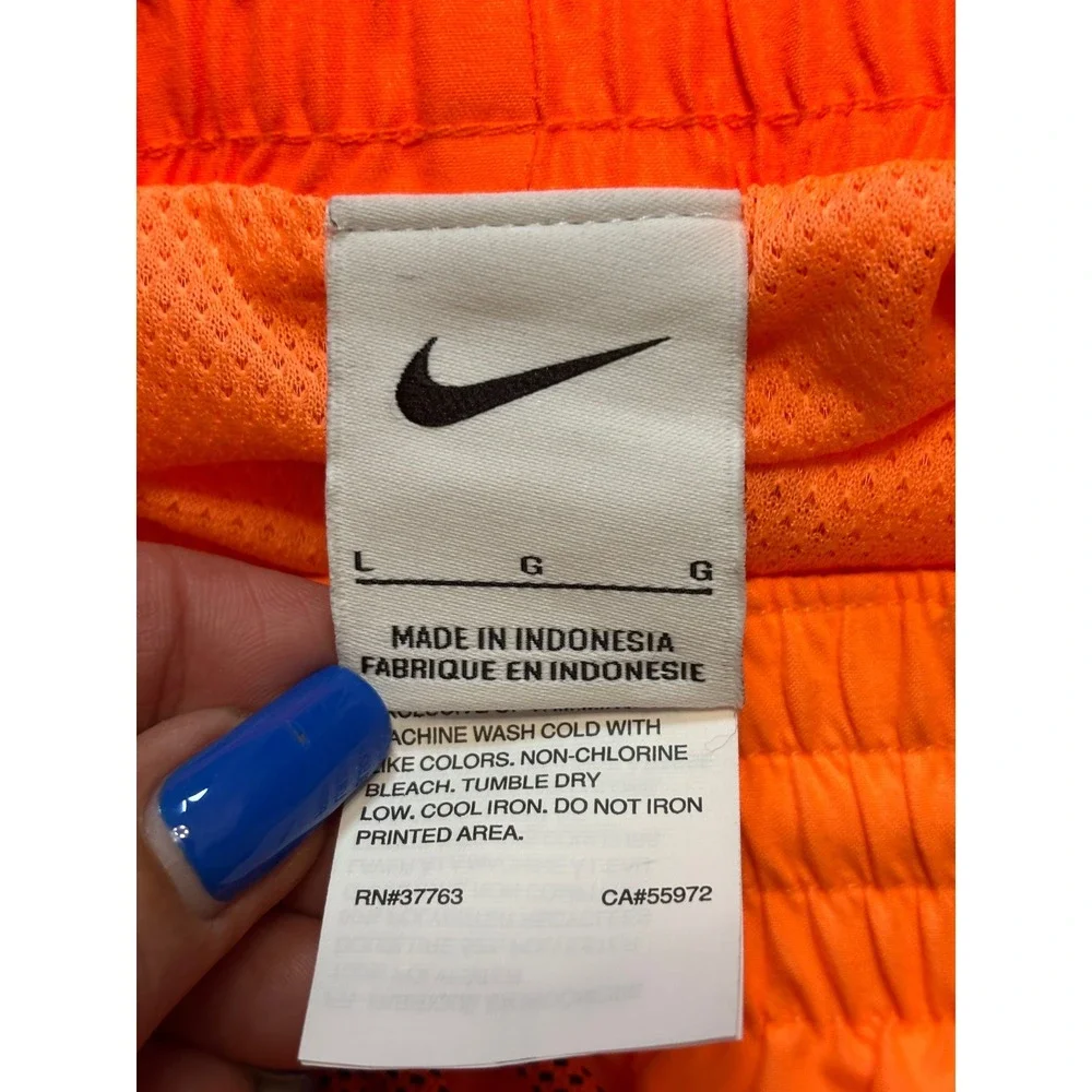 Nike Swim Trunks Mens Large Neon Orange Mesh Lined Board Shorts NESSC472